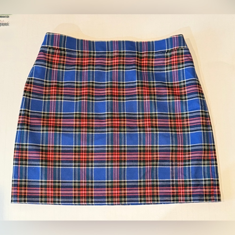 J Crew Mini Blue Plaid Skirt